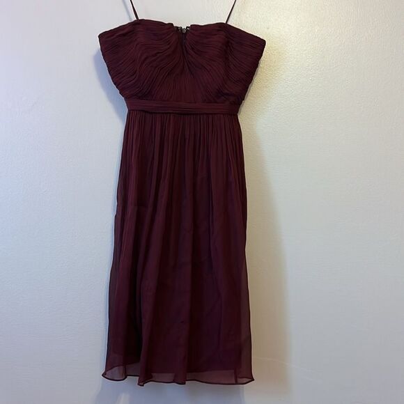J Crew Women's Nadia Silk Chiffon Dress Cocktail Party Wedding Burgundy Sz 6 NWT - Picture 4 of 15